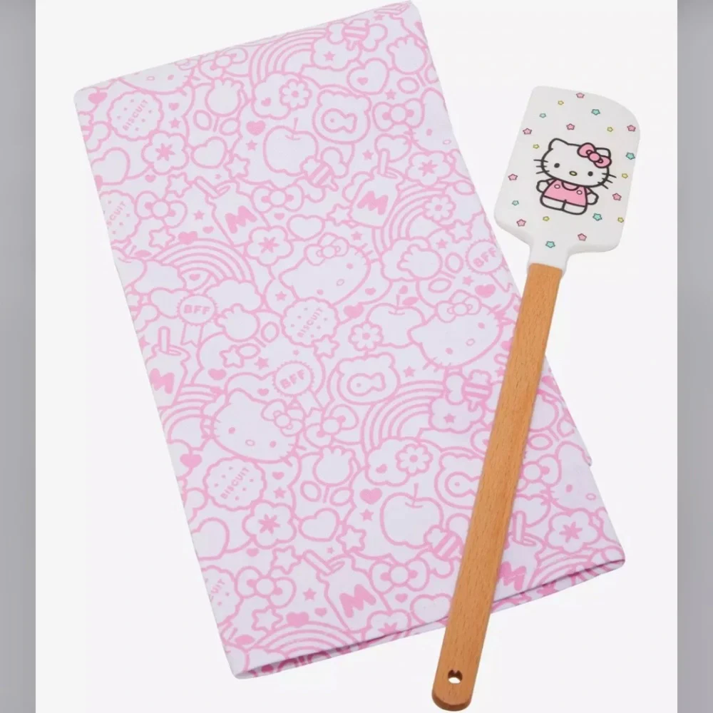 Hello Kitty Pink Kitchen Towel and Spatula Set